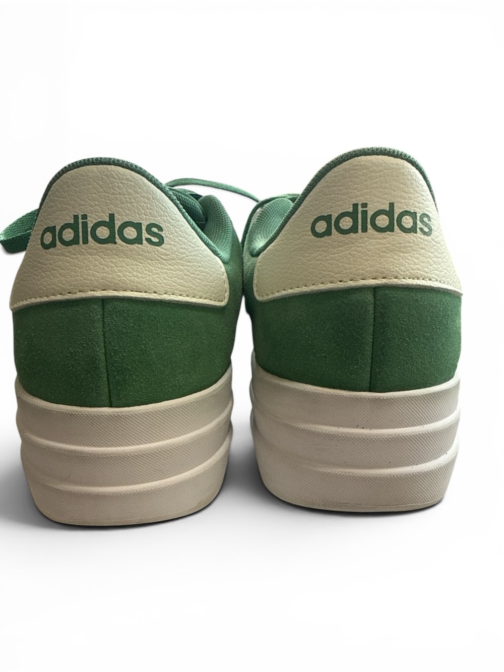 Adidas VL Court Bold Suede Platform Sneakers Green w/ Pink Stripes Women Sz 9.5 - Picture 7 of 8